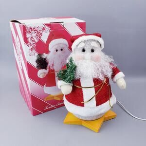 Vintage Holiday Festive Santa Claus Plastic Popcorn Lamp Light Electric 12”